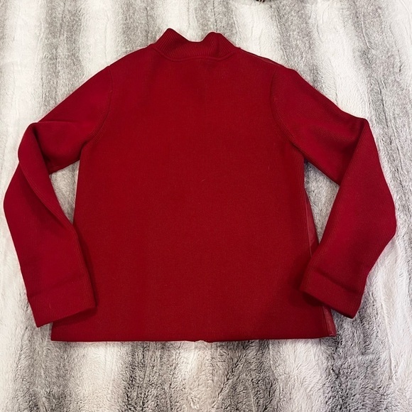 Vintage 1990s Pendleton Red Leather Merino Wool Blend Front Zip Sweater Jacket S - Picture 5 of 6